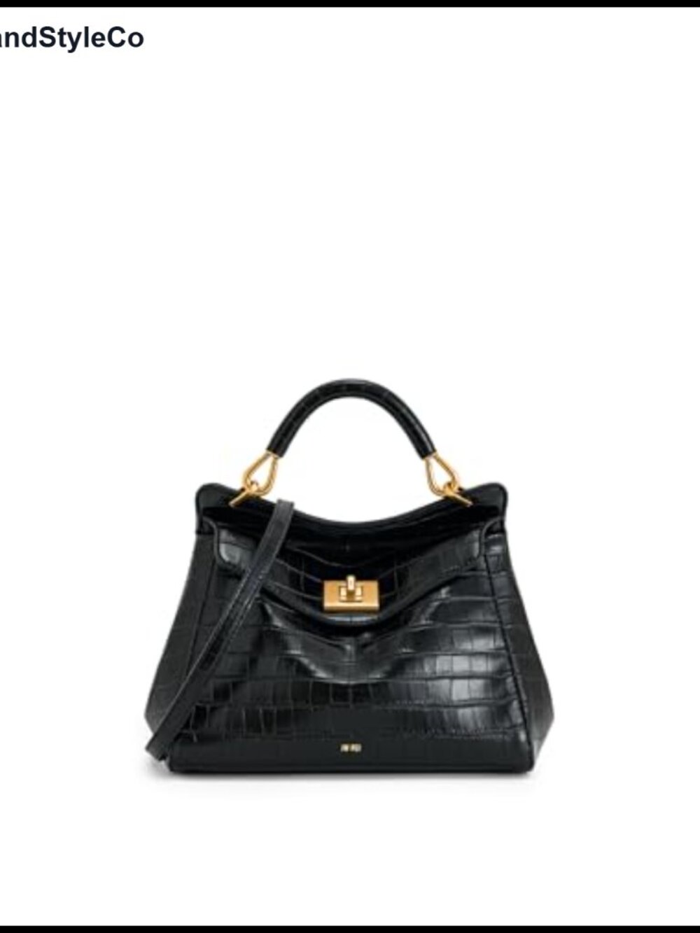 Croc-Embossed Vegan Leather Top-Handle Satchel with Detachable Strap